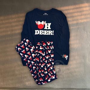 Disney pajama set Microfleece Pants Minnie Mickey Mouse matching Christmas PJs